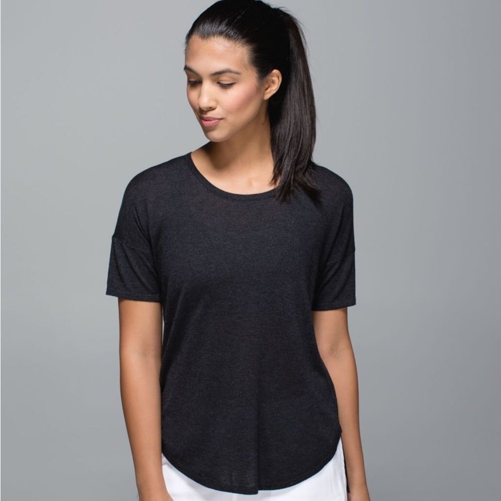 Nwt Lululemon‎ daya knit tee cashmere blend heathered black womens Size 6